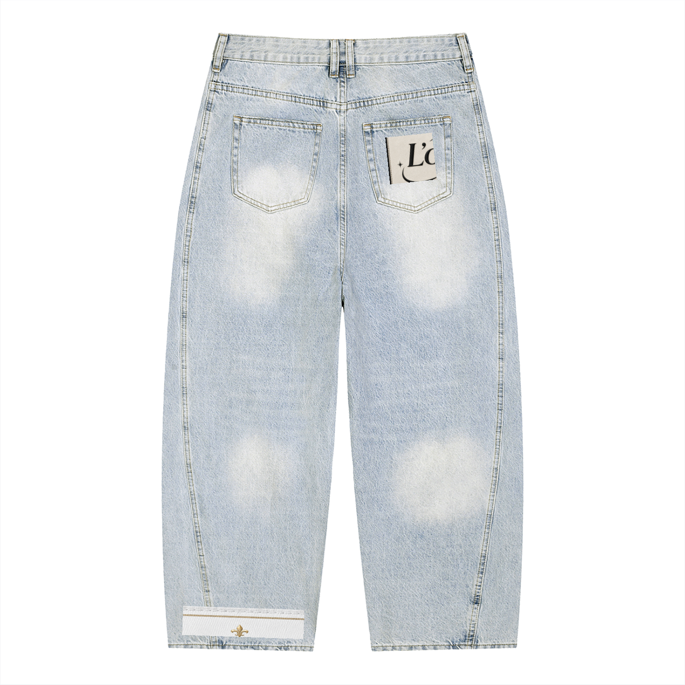 L’ori Ice Paris Men's Vintage Wash Sunfade Barrel Leg Jeans