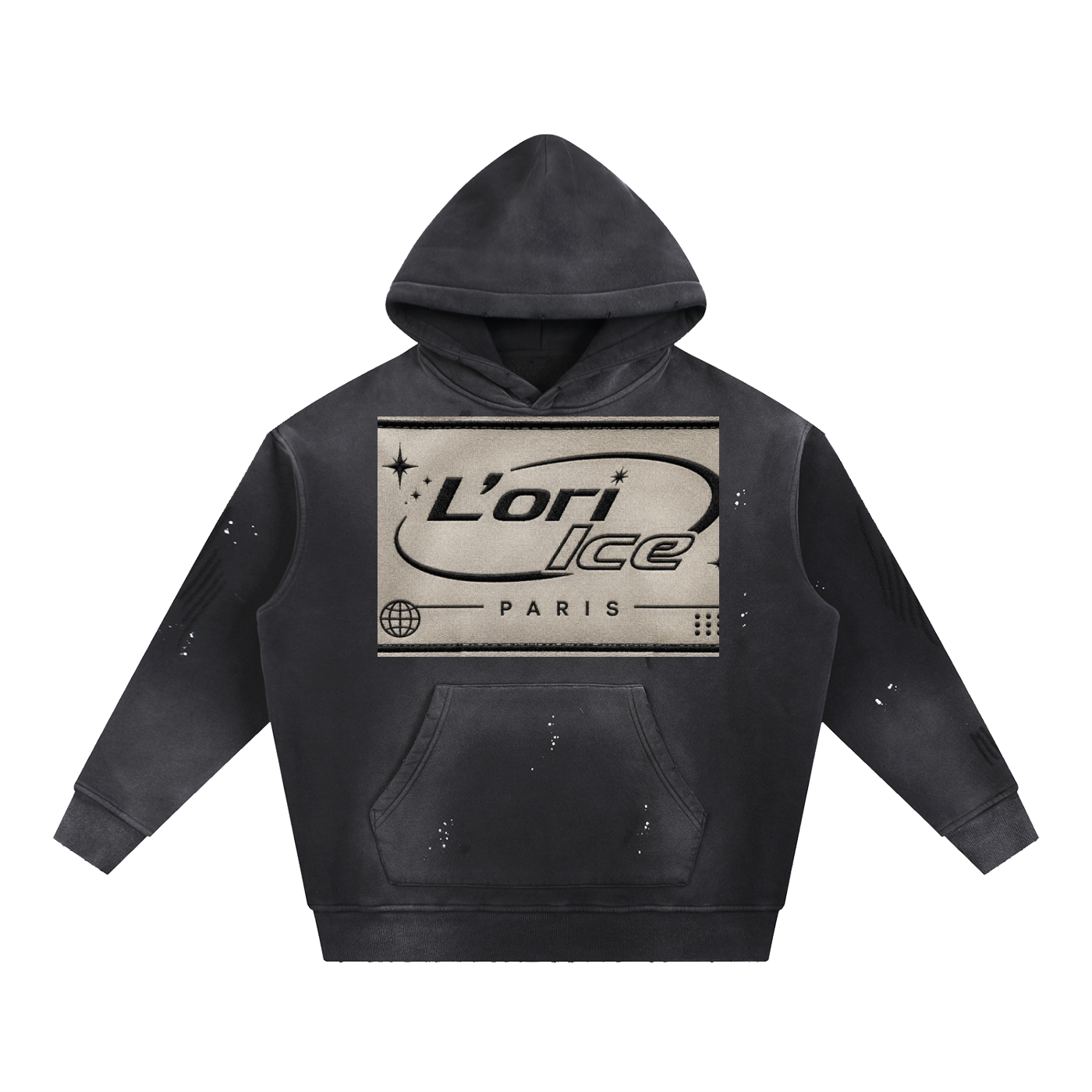 L’ori Ice Paris Vintage Washed Frayed Fleece Hoodie