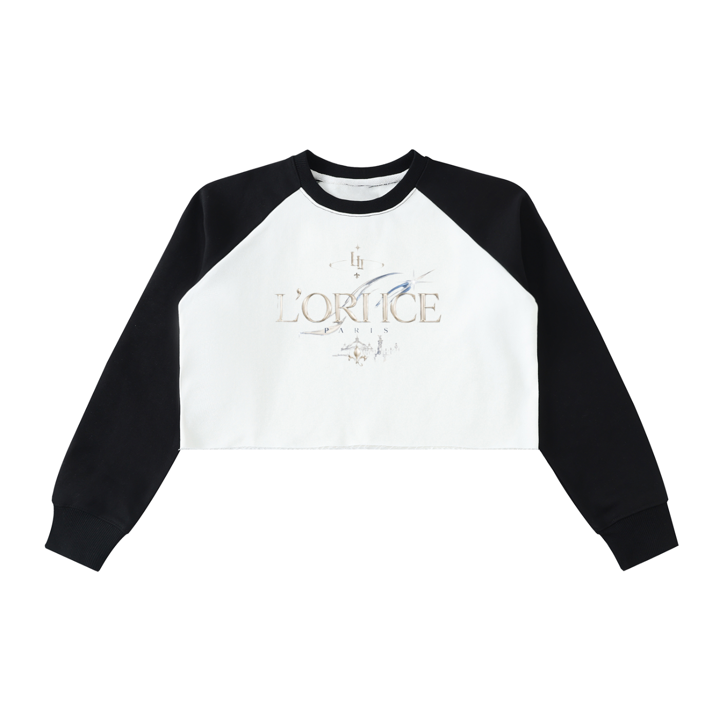 L’ori Ice Paris Raw-Hem Color-Block Raglan Crop Sweatshirt