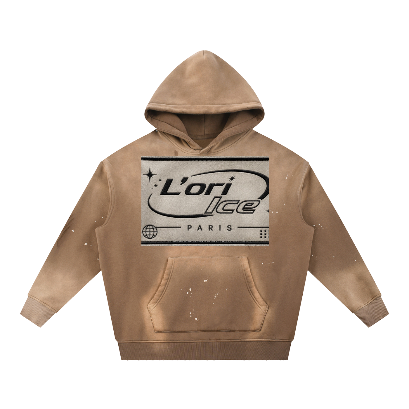 L’ori Ice Paris Vintage Washed Frayed Fleece Hoodie