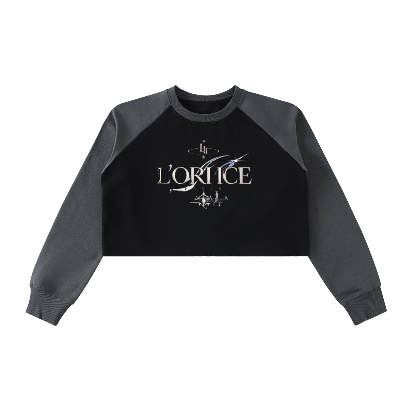 L’ori Ice Paris Raw-Hem Color-Block Raglan Crop Sweatshirt