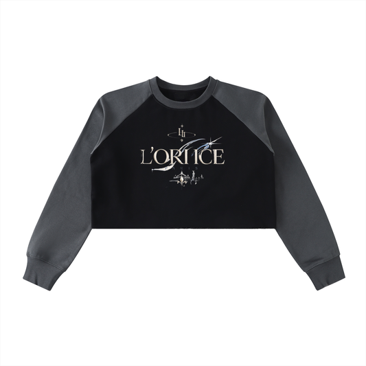 L’ori Ice Paris Raw-Hem Color-Block Raglan Crop Sweatshirt