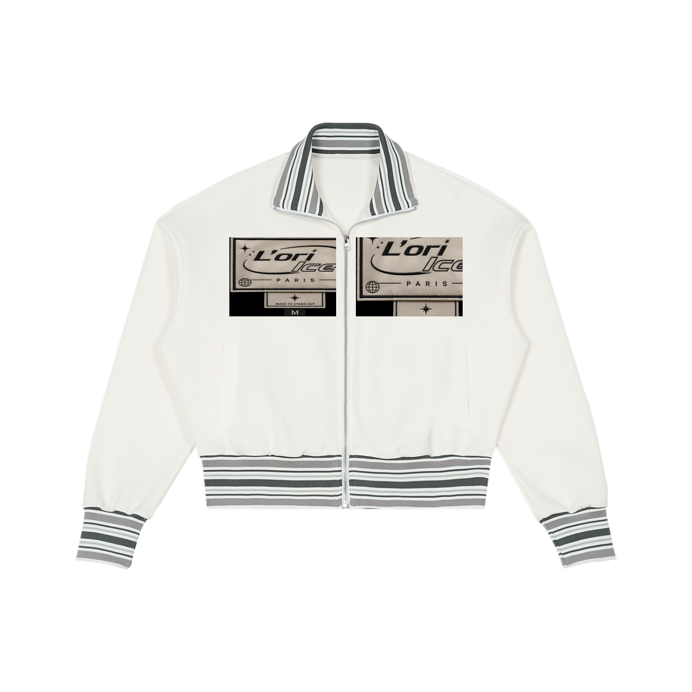 L’ori Ice Paris Striped Rib Collar Zip Jacket