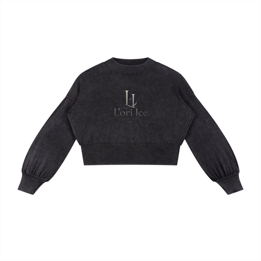 L’ori Ice Paris ( Woman Mineral Wash Balloon Sleeve Cropped Sweater