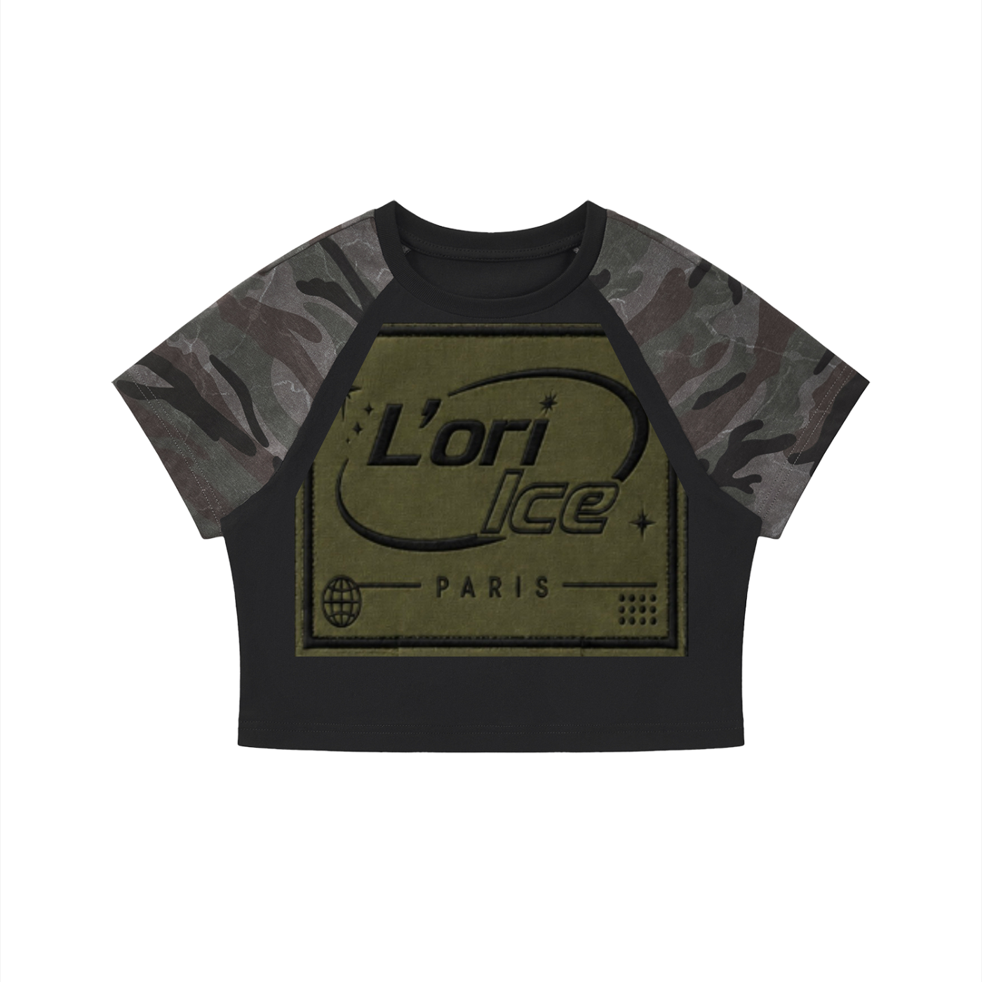 L’ori Ice Paris Women’s Camo Raglan Crop T-Shirt
