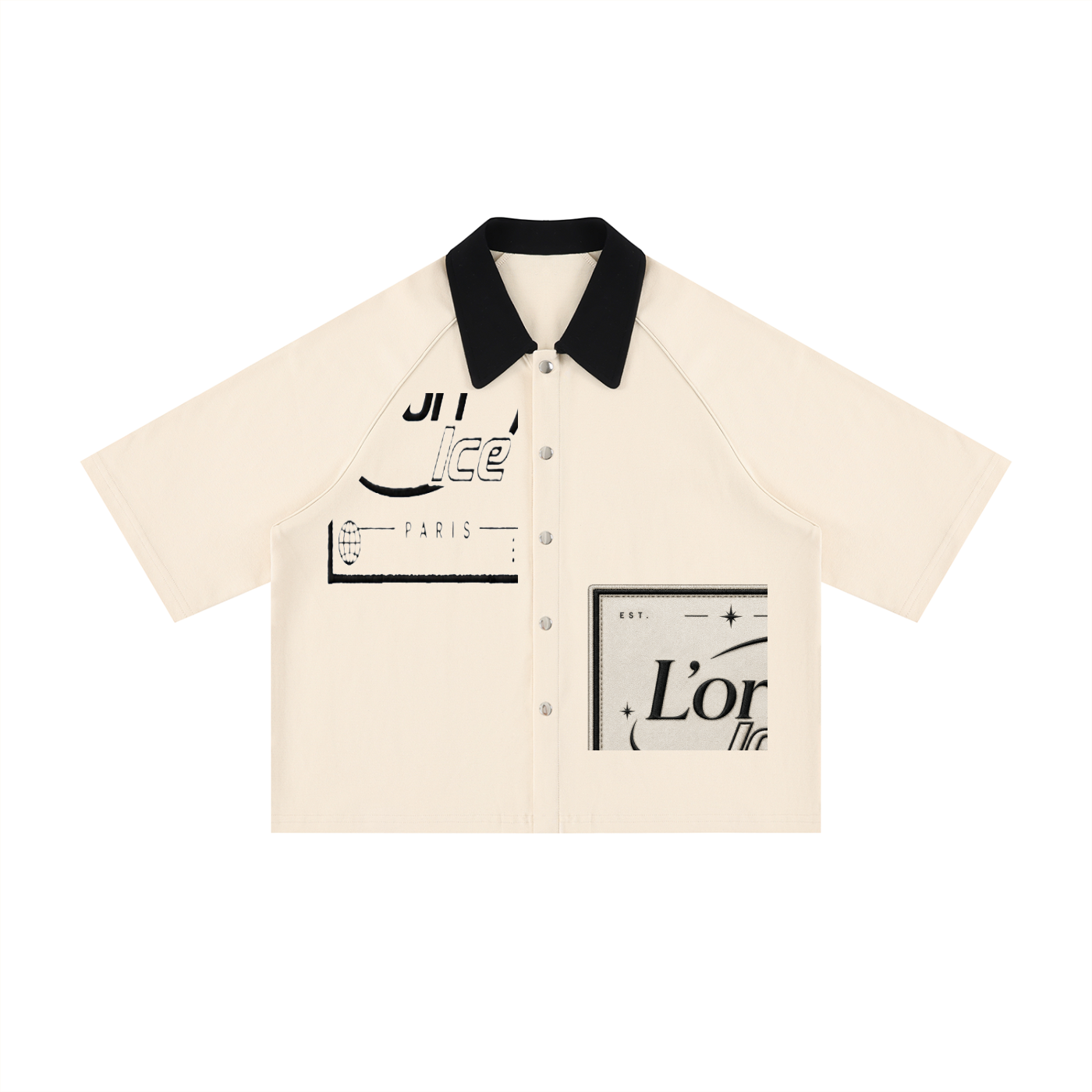 L’ori Ice Paris -Unisex Color Block Boxy Short Sleeve Shirt