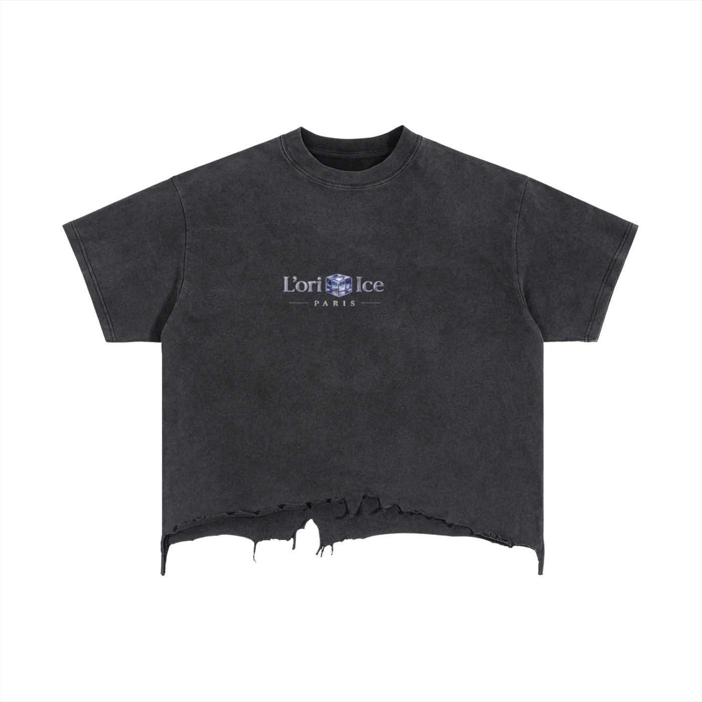 L’ori Ice Paris Vintage Wash Boxy Distressed Hem T-Shirt
