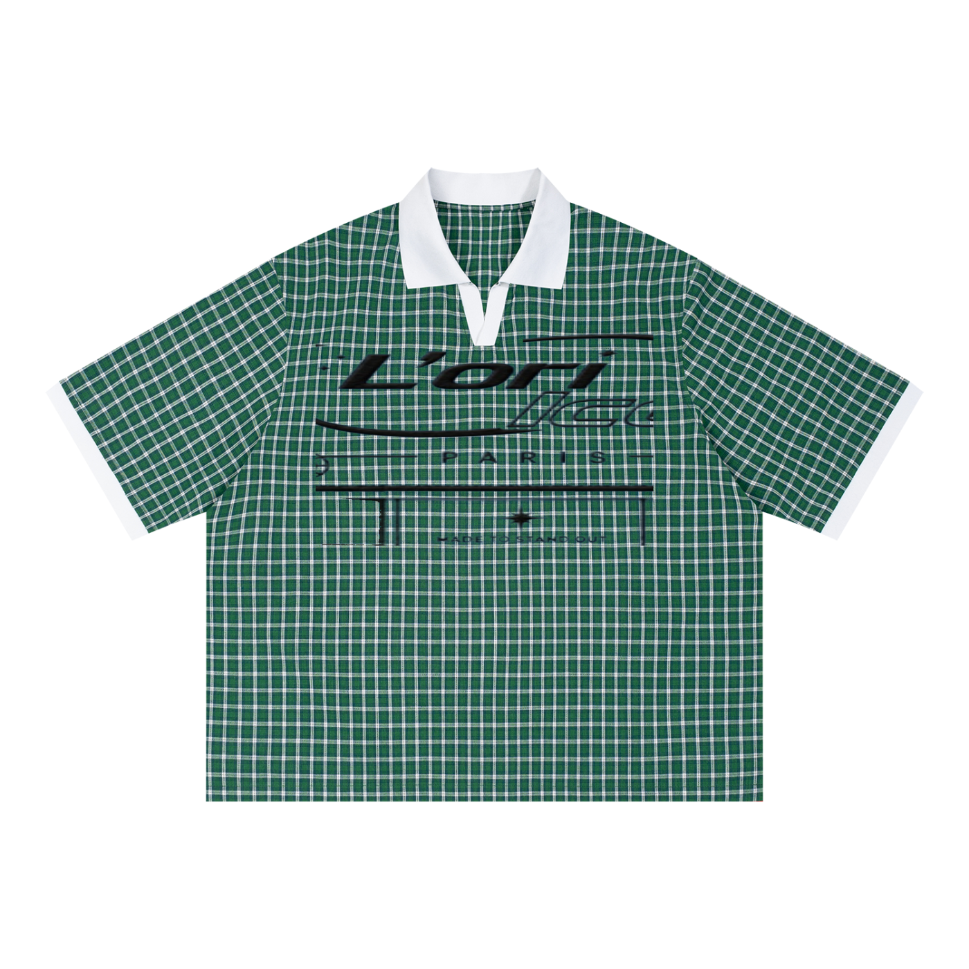 L’ori Ice Paris ( Unisex Boxy Plaid Color Block Polo Shirt