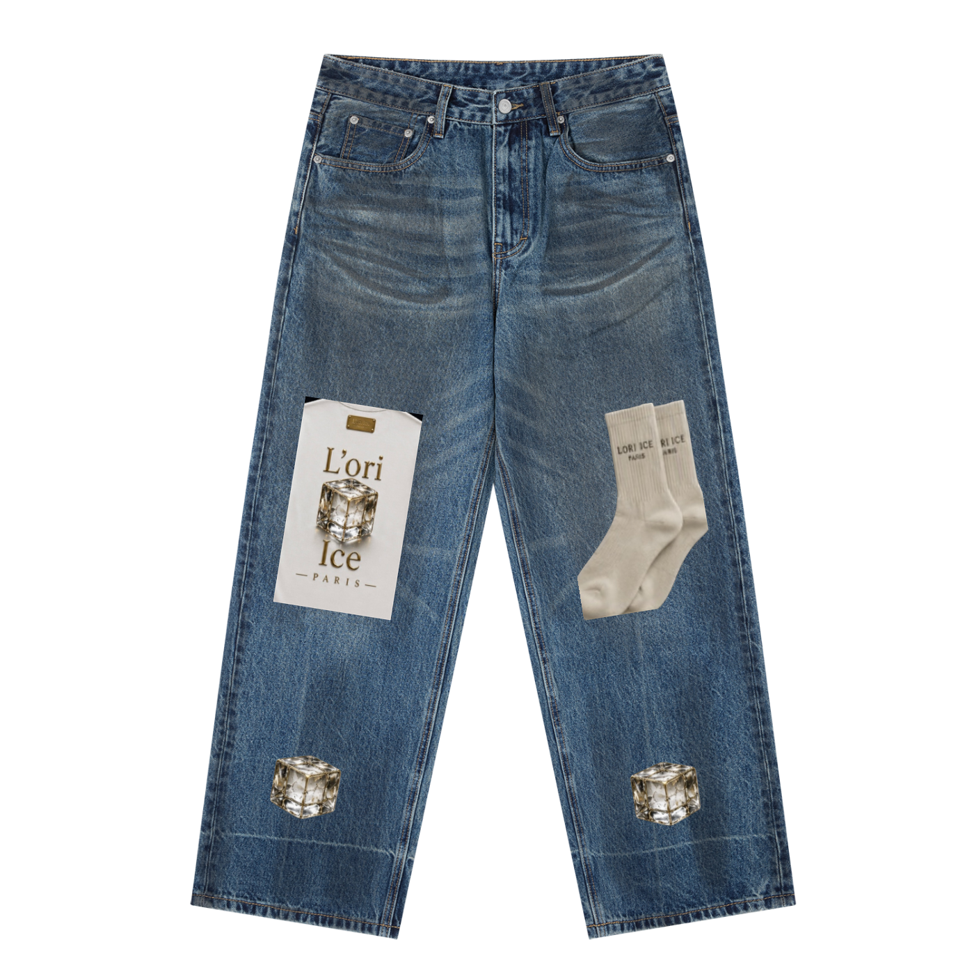 L’ori Ice Paris Vintage Wash Baggy Denim Jeans