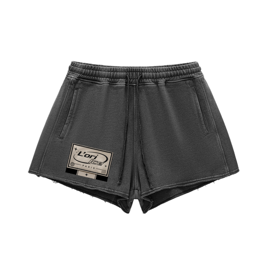 L’ori Ice Paris Snow Washed Raw Edge Drawstring Shorts