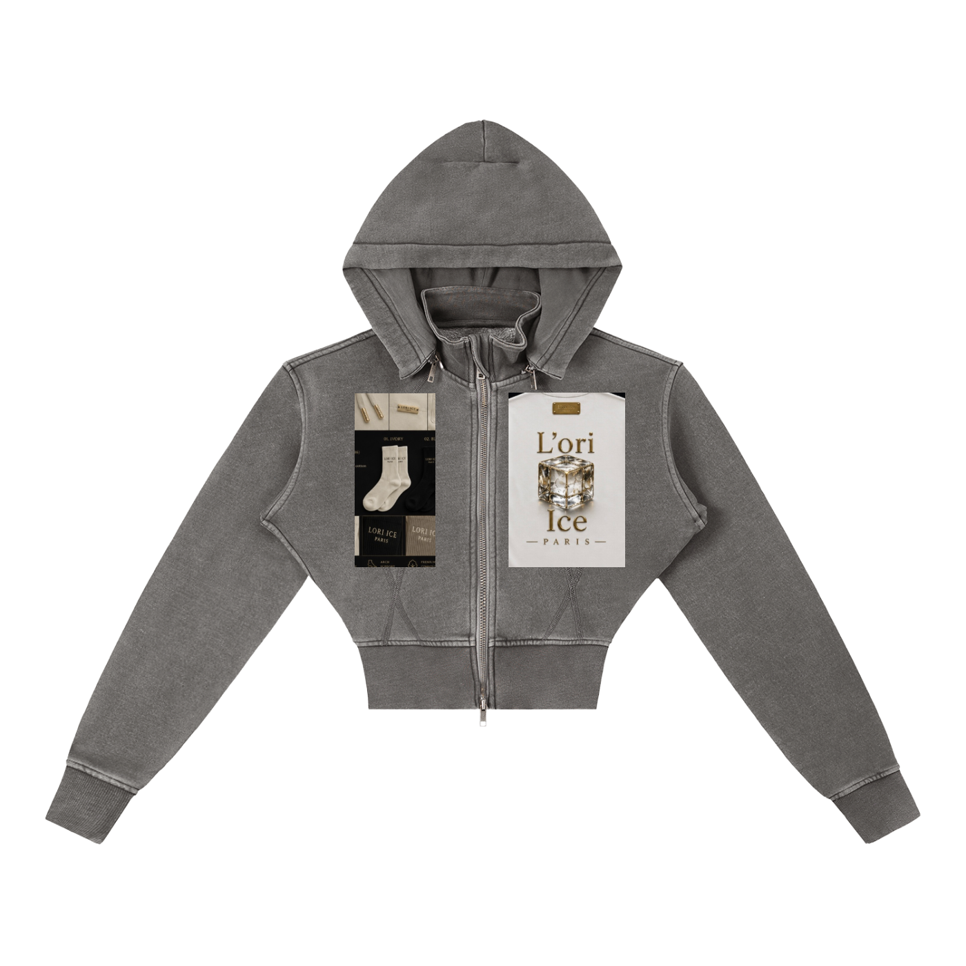 L’ori Ice Paris Vintage Washed Cropped Fleece Hoodie