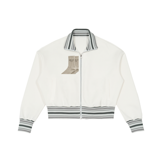 Striped Rib Collar Zip Jacket