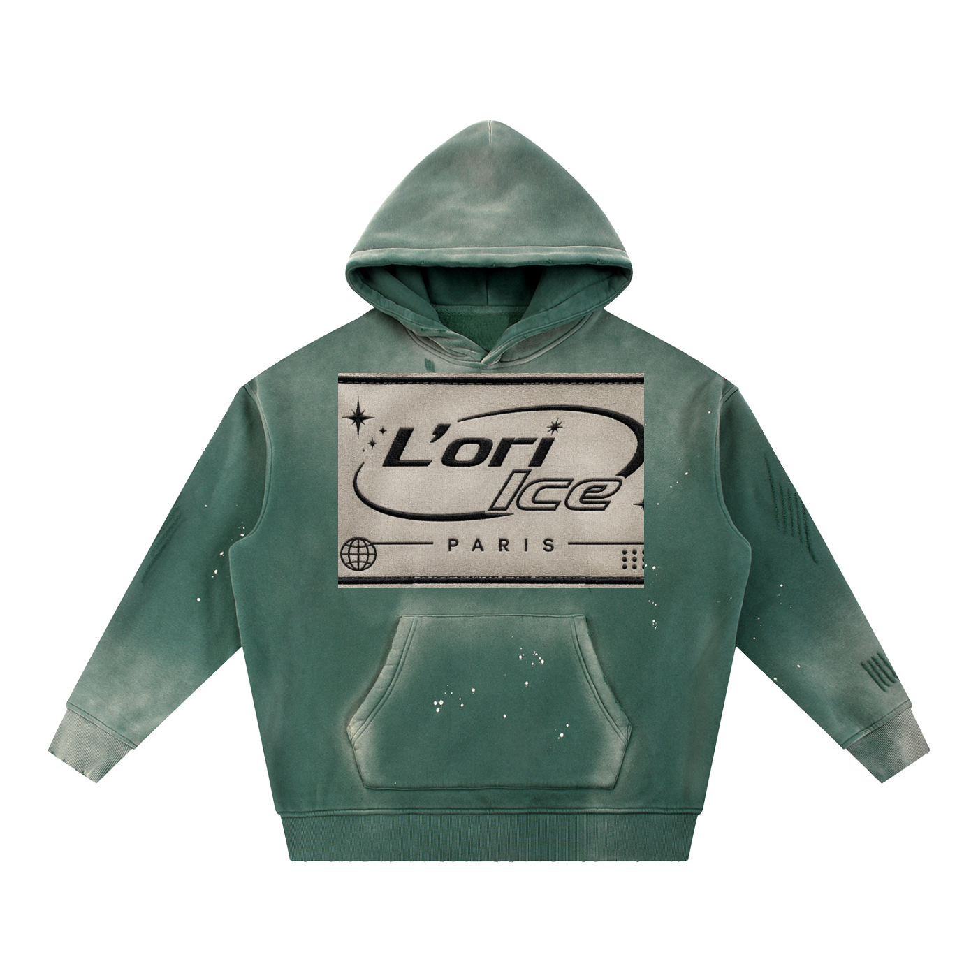 L’ori Ice Paris Vintage Washed Frayed Fleece Hoodie