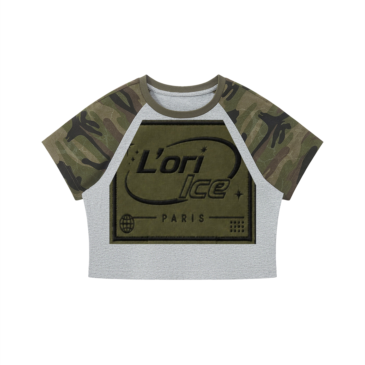L’ori Ice Paris Women’s Camo Raglan Crop T-Shirt