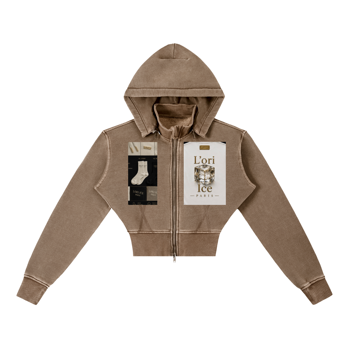 L’ori Ice Paris Vintage Washed Cropped Fleece Hoodie
