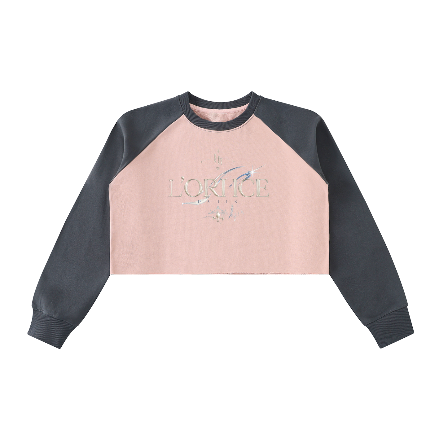 L’ori Ice Paris Raw-Hem Color-Block Raglan Crop Sweatshirt