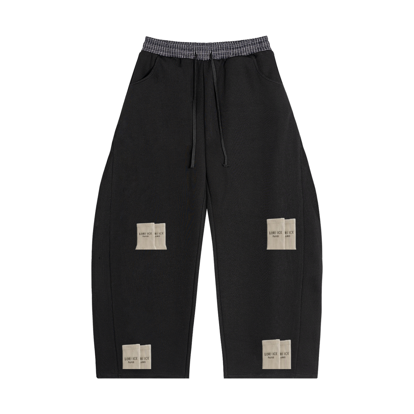L’ori Ice Paris Plaid Waistband Barrel Sweatpants