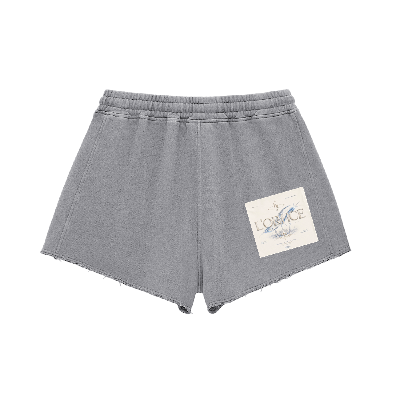 L’ori Ice Paris Snow Washed Raw Edge Drawstring Shorts
