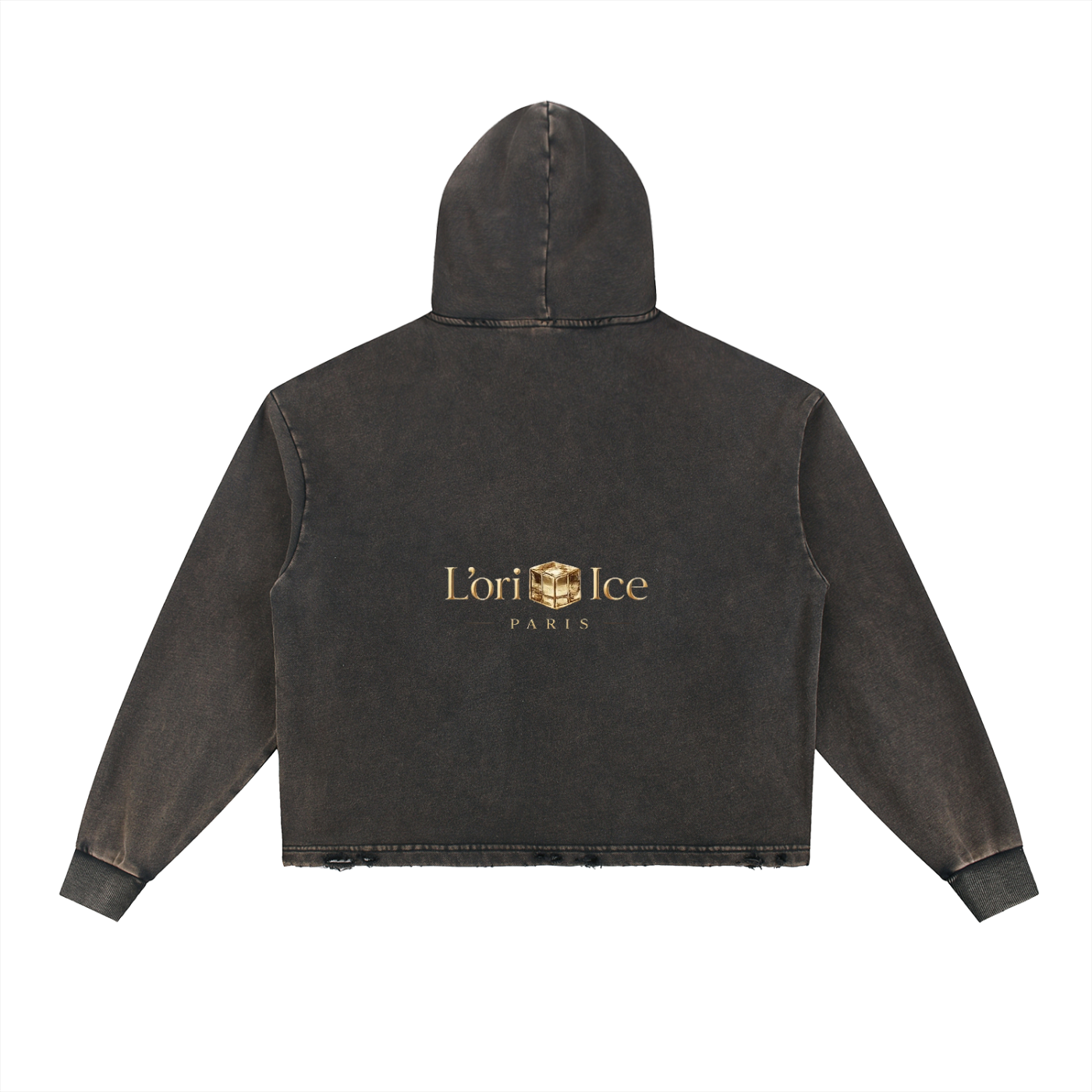 L’ori Ice Paris. Vintage Washed Frayed-Hem Hoodie