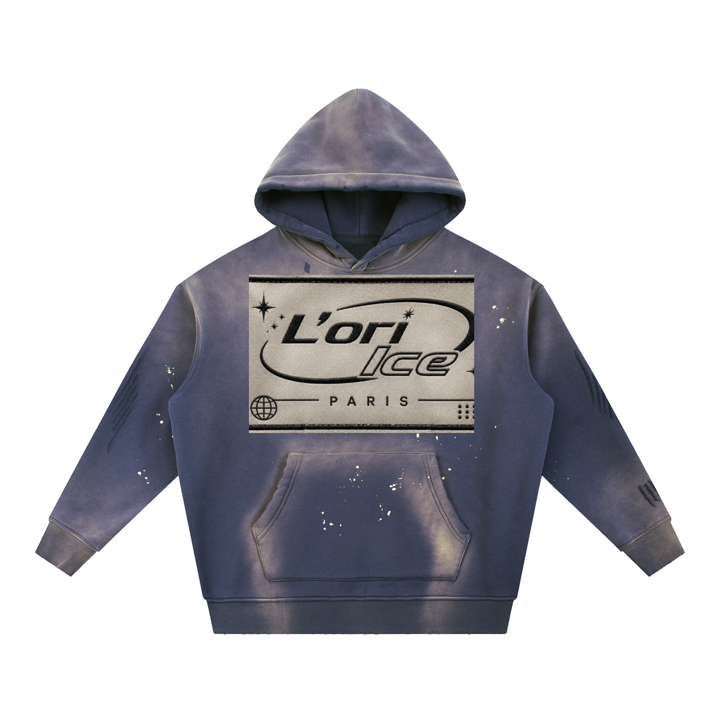 L’ori Ice Paris Vintage Washed Frayed Fleece Hoodie