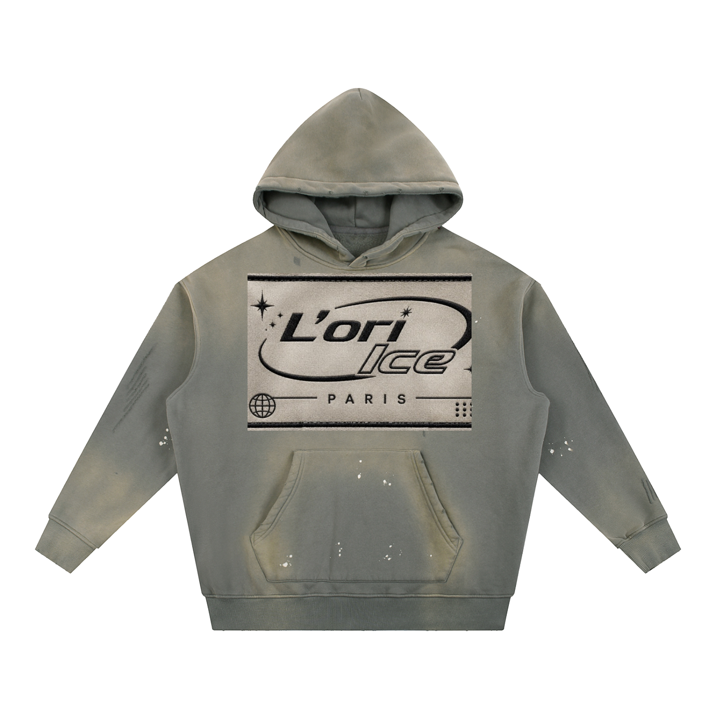 L’ori Ice Paris Vintage Washed Frayed Fleece Hoodie