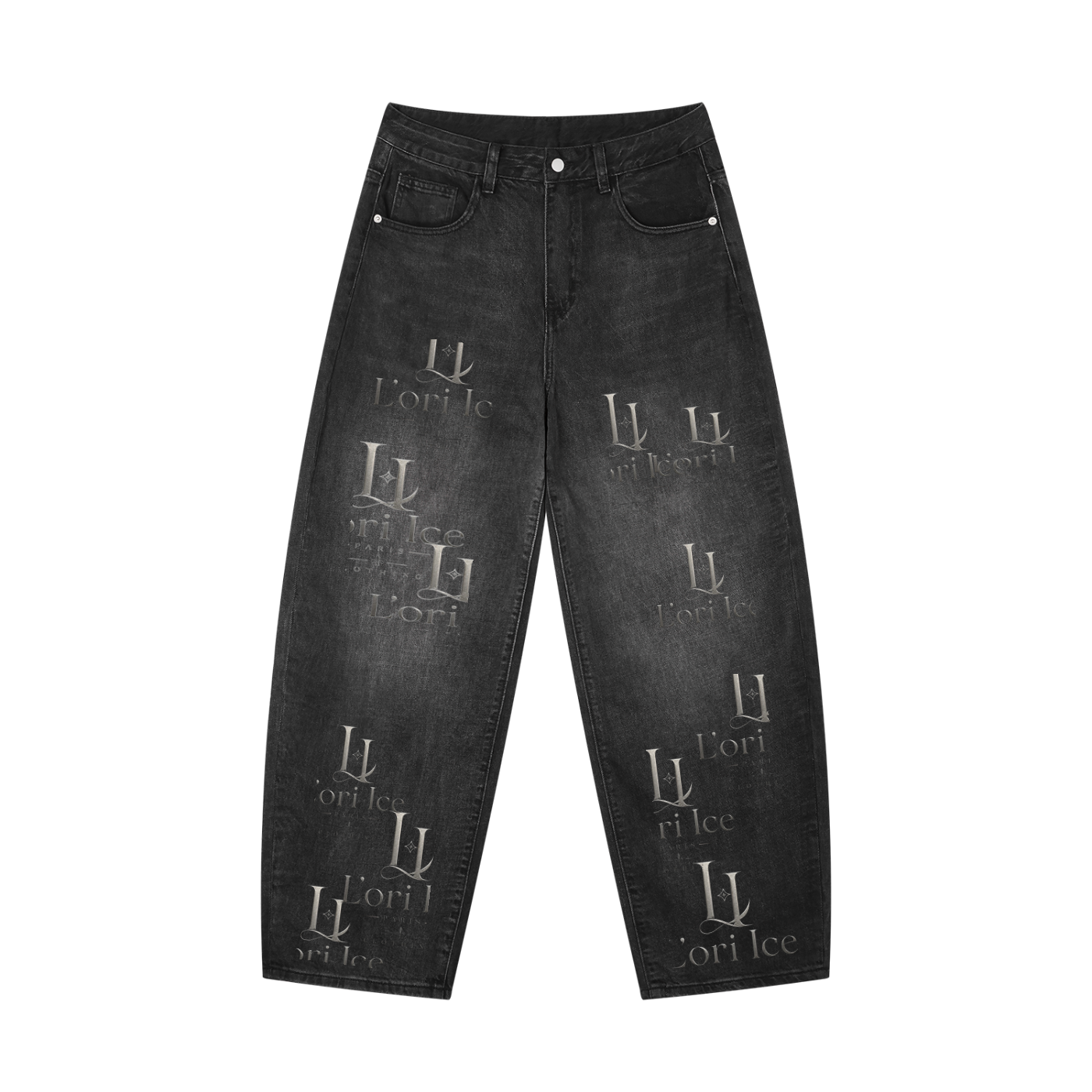 L’ori Ice Paris -No Bad Energy Men's Sunfade Vintage Wash Barrel Leg Jeans
