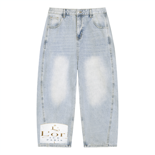 L’ori Ice Paris Men's Vintage Wash Sunfade Barrel Leg Jeans